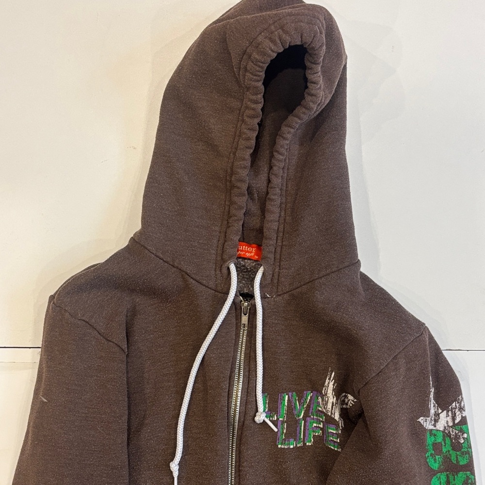 Butter Brown Hoodie with Green Accents - Picture 3 of 8